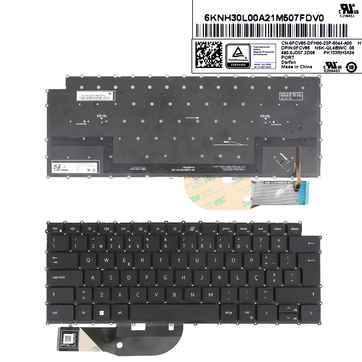 Picture of DELL XPS 9500 9510 9520 9700 9710 9720 BLACK (Backlit ,Without FRAME,win8）